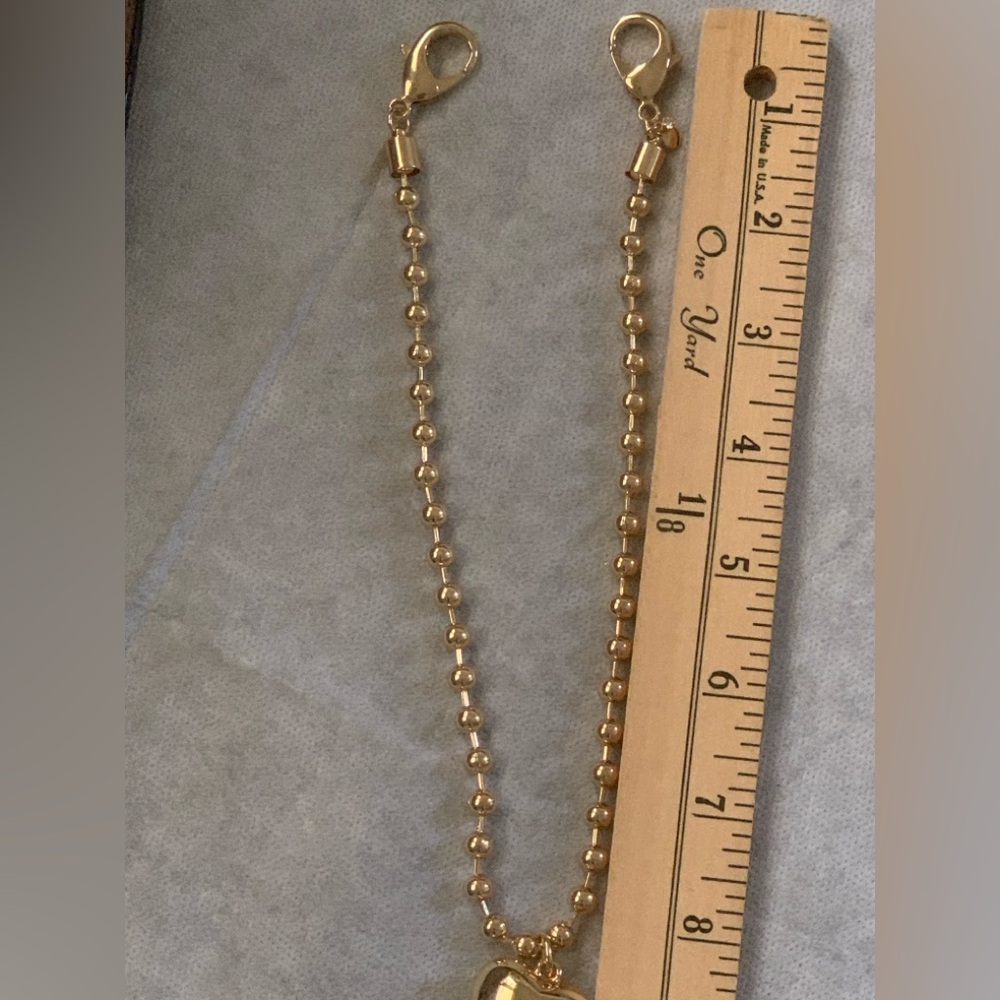LOFT Gold Puffy Heart Bag Charm Key Chain NWT - Picture 6 of 6